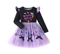 Kids Halloween Costume Vampire Teeth OutfitSet 3D Printed Festival Tulle Dress Role Playing Party Dark Witch Outfit For Wedding Communion Events
