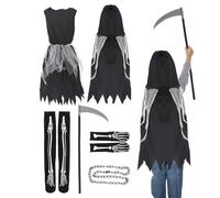 Kids Halloween Costumes Creepy Hooded Cloak with Accessories