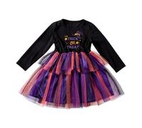 Kids Halloween Dress Up Costume Girls Long Sleeve Tutu Dress Witch Costume Toddler Girl Dancing Cosplay Party Dresses (Black-c, 2-3 Years)
