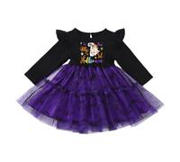 Kids Halloween Dress Up Costume Girls Long Sleeve Tutu Dress Witch Costume Toddler Girl Dancing Cosplay Party Dresses (White-a, 4-5 Years)