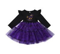 Kids Halloween Dress Up Costume Girls Long Sleeve Tutu Dress Witch Costume Toddler Girl Dancing Cosplay Party Dresses (Black-a, 3-4 Years)