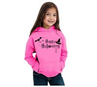 Kids Halloween Hooded Sweatshirt Girls Fashion Graphic Baggy Comfy Pullover Hoody Girls Long Sleeve Winter Streetwear Casual Vacation Tops Blouse Age 2-11 Years (3-4 Years) Hot Pink
