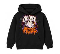 Kids Halloween Hoodie Ghost Mode Slogan Dripping Letters and Bats Boys Girls Trick or Treat Spooky School Disco Hooded Sweatshirt