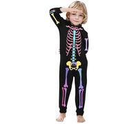 Kids Halloween Jumpsuit Halloween Loungewear Parent Child Outfit Skeleton Print Hooded Zipper Home Jumpsuit