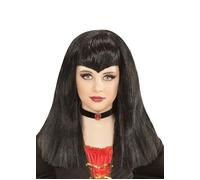 Kids Halloween Long Black Fancy Dress Scary Vampire Girl Pointed Fringe Wig