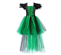Kids Halloween Matched Witch Fancy Dress Costume Girls Magic Deluxe Fancy Dress Outfit Halloween Costumes for Toddler Girls Vampire Costume Children's Witch Witches Hat Kids