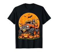Kids Halloween Monster Truck Skeleton Pumpkin Boys Halloween T-Shirt