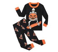 Kids Halloween PJS Sets Costumes for Nightwear Cotton Long Sleeve Toddler Sleepwear Lapel Button Shirt Outfits Unisex Pumpkin Lantern Pyjamas Black