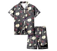 Kids Halloween PJS Sets Cotton Toddler Clothes Long Sleeve Nightwear Sleepwear Children Set Unisex Pumpkin Lantern Pyjamas Outfit Grey