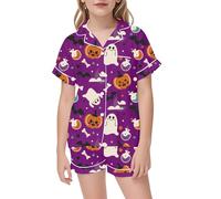 Kids Halloween PJS Sets Pajama for Kid Bat Set Pyjamas Sleepwear Nightwear Children Unisex Pumpkin Lantern Family Matching Pajamas Purple