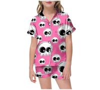 Kids Halloween PJS Sets Pajama for Kid Glow in The Dark Cotton Pyjamas Set Sleepwear Nightwear Pumpkin Ghost Print Pants Outfits Family Matching Pajamas Khaki