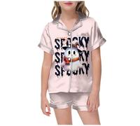 Kids Halloween PJS Sets Pajama for Kid Glow in The Dark Cotton Pyjamas Set Sleepwear Nightwear Pumpkin Ghost Print Pants Outfits Family Matching Pajamas Black
