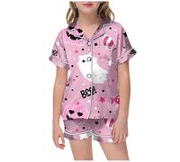 Kids Halloween PJS Sets Pajama for Kid Glow in The Dark Cotton Pyjamas Set Sleepwear Nightwear Pumpkin Ghost Print Pants Outfits Family Matching Pajamas White