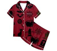 Kids Halloween PJS Sets Pajama for Kid Glow In The Dark Cotton Toddler Long Sleeve Sleepwear Outfits Girls Pajamas Unicorn Brick Red