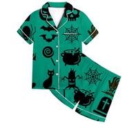 Kids Halloween PJS Sets Pajama for Kid Glow In The Dark Cotton Toddler Long Sleeve Sleepwear Outfits Girls Pajamas Unicorn Green