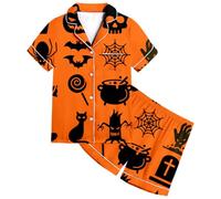 Kids Halloween PJS Sets Pajama for Kid Glow In The Dark Cotton Toddler Long Sleeve Sleepwear Outfits Girls Pajamas Unicorn Orange