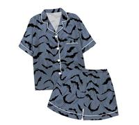 Kids Halloween PJS Sets Pyjamas for Boys Girls Glow In The Dark Cotton Toddler Clothes Fun Lapel Button Shirt Sleepwear Outfits Unisex Pumpkin Lantern Family Matching Pajamas Navy