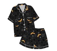 Kids Halloween PJS Sets Pyjamas for Boys Girls Glow In The Dark Cotton Toddler Clothes Fun Lapel Button Shirt Sleepwear Outfits Unisex Pumpkin Lantern Family Matching Pajamas Black