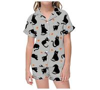 Kids Halloween PJS Sets Unisex Pyjamas Glow In The Dark Cotton Set Sleepwear Nightwear Pumpkin Ghost Print Lantern cute Boys Girls Grey