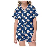 Kids Halloween PJS Sets Unisex Pyjamas Snowman Pumpkin Spider Cotton Toddler Clothes Fun Sleepwear Children Set Pants Nightwear Outfits Long Sleeve Blue