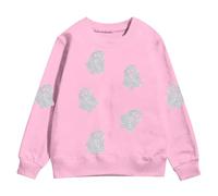 Kids Halloween Print Long Sleeve Pullover Hooded Sweatshirt Boys Girls Cozy Casual Fall Outfit Halloween Hooded Sweatshirt Kids Cozy Fall Days(5-6 Years) Pink