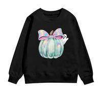 Kids Halloween Print Pullover Hoodie Long Sleeve Casual Sweatshirt Boys Girls Cozy Fall Outfit Halloween Hoodie Kids Ghost Print Fun Fashion(Black, 11-12 Years)