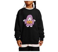 Kids Halloween Pumpkin Print Long Sleeve Pull On Sweatshirt Punk Princess Hoodie (4-5 Years) Black