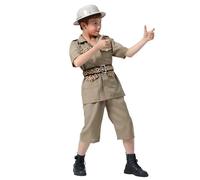 Kids Halloween Pyjamas Costume for | Wilderness Adventurer Outfit with Shirt, Shorts, Belt, & Hat 4t Boys Outfits