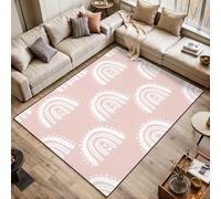 Kids hand drawn seamless pink pastel rainbows Summer Area Rugs Living Room Large 120x170 cm Washable Vintage Soft Rug Modern Non Slip Floor Carpet Mat for Bedroom Kitchen Dining Room