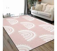Kids hand drawn seamless pink pastel rainbows Summer Area Rugs Living Room Large 160x230 cm Washable Vintage Soft Rug Modern Non Slip Floor Carpet Mat for Bedroom Kitchen Dining Room