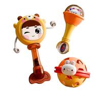Kids Hand Rattle, Kids Toys Sensory Teether Music Learning Toys Set, Kids Soft Rattles Shaker Developmental Hand Grip Kids Girls 0-6 Months