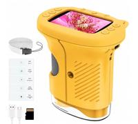 Kids Handheld Digital Microscope with 2.4" 4K Screen, Rechargeable Mini Pocket Miniscope Portable Magnifying Glass for Coin Jewelry Edu Science Kit STEM Toy Gift for Boys Girls Age 5-13 (Yellow)