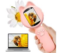 Kids Handheld Microscope - Kids Magnifying Glass with 2" HD LCD Screen & 8 LED Lights,Portable Science Explorer Toys, STEM Gift for Boys Girls Ages 3-12 (Pink)