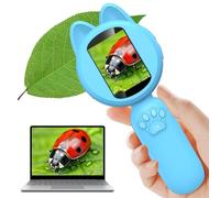 Kids Handheld Microscope - Kids Magnifying Glass with 2" HD LCD Screen & 8 LED Lights,Portable Science Explorer Toys, STEM Gift for Boys Girls Ages 3-12 Blue