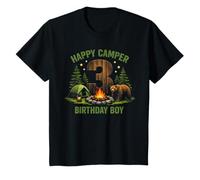 Kids Happy Camper 3rd Birthday 3 Year Old Boy Bear Camping T-Shirt