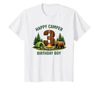 Kids Happy Camper 3rd Birthday 3 Year Old Boy Bear Camping T-Shirt