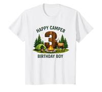 Kids Happy Camper 3rd Birthday 3 Year Old Boy Elk Camping T-Shirt