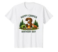 Kids Happy Camper 3rd Birthday 3 Year Old Boy Fox Camping T-Shirt