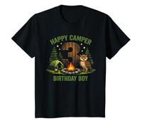 Kids Happy Camper 3rd Birthday 3 Year Old Boy Owl Camping T-Shirt