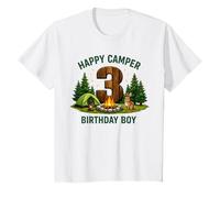 Kids Happy Camper 3rd Birthday 3 Year Old Boy Rabbit Camping T-Shirt