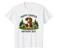Kids Happy Camper 3rd Birthday 3 Year Old Boy Wolf Camping T-Shirt