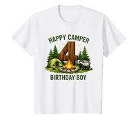 Kids Happy Camper 4th Birthday 4 Year Old Boy Badger Camping T-Shirt