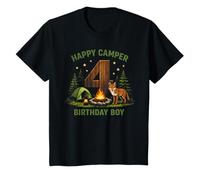 Kids Happy Camper 4th Birthday 4 Year Old Boy Fox Camping T-Shirt