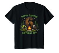 Kids Happy Camper 6th Birthday 6 Year Old Boy Bald Eagle Camping T-Shirt