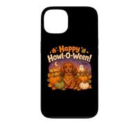 Kids Happy Howl-O-Ween Halloween Red Long Haired Dachshund Case for iPhone 13