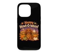 Kids Happy Howl-O-Ween Halloween Red Long Haired Dachshund Case for iPhone 13 Pro