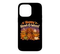 Kids Happy Howl-O-Ween Halloween Red Long Haired Dachshund Case for iPhone 14 Pro Max