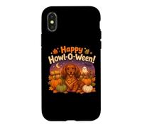 Kids Happy Howl-O-Ween Halloween Red Long Haired Dachshund Case for iPhone X/XS
