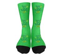 Kids Happy St. Patrick's Day Socks Striped Sock Irish Clover Shamrock Letter Printed Holiday Themed Party Spring Casual Socks for Boys Girls (A0a1-Green, 7-12 Years)