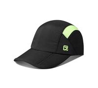 Kids Hat Foldable Toddler Baseball Cap Quick Drying Breathable Summer Running Cap Adjustable UPF 50+ Sun Hat for Sports Sailing Cricket Travel Gifts for Boys Girls Black / Fluorescent Green, 54 cm